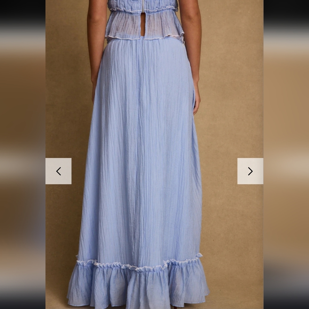 12TH TRIBE Light Blue Dahlia Maxi Skirt and Matching Tie Top Size Large - Picture 2 of 13